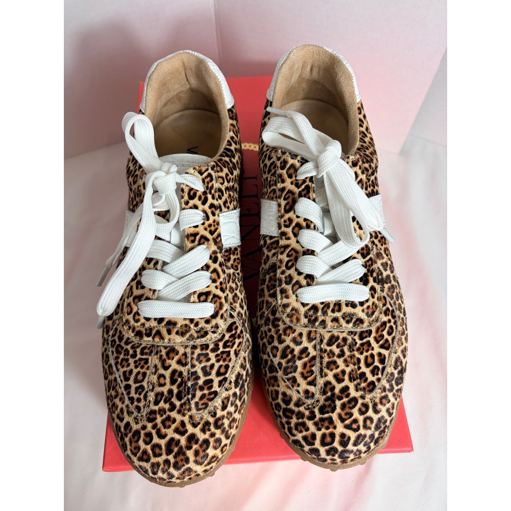 Vaneli Women Penny Sneaker Leopard Calf Hair Croc Embossed 8.5 M Designer NWT